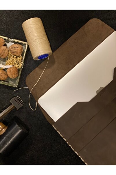 MAT Deri حقيبة متوافقة مع ماك بوك اير 15 بوصة 2023 قهوة نوبوك جلد طبيعي حقيبة حمل مصنوعة يدوياً