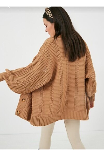 ZF BUTİK Women's Knitted Loose Cardigan -Black