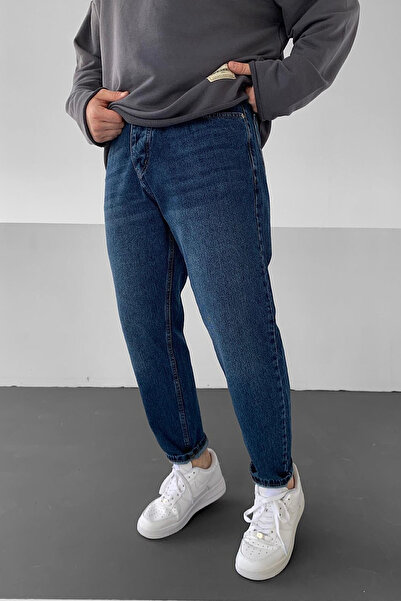 BDRMAN Boyfriend Koyu Mavi Efekli Eskitme Model Kot Pantolon