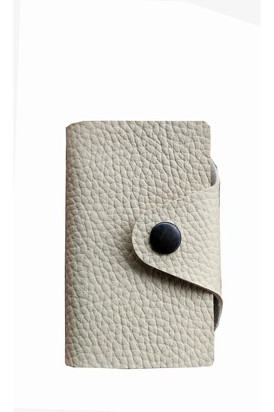 Kemer Dünyası Unisex 10 Compartment New Small Fit Beige Color Credit Card Holder - Wallet