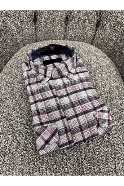 BERNEO Men's Dad Lumberjack Double Pocket Flap Checked/Plaid Shirt