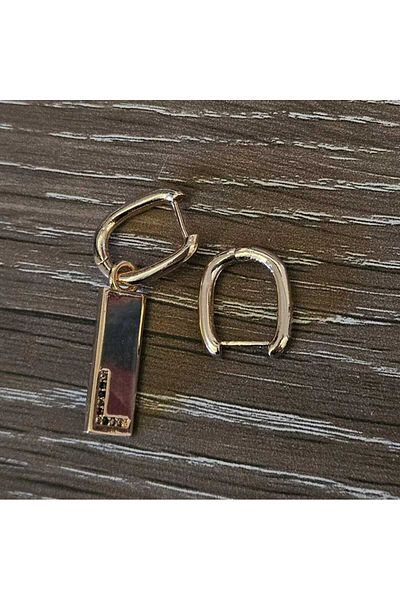 misstakıjewerly GOLD COLOR L LETTER PLATE STEEL EARRING