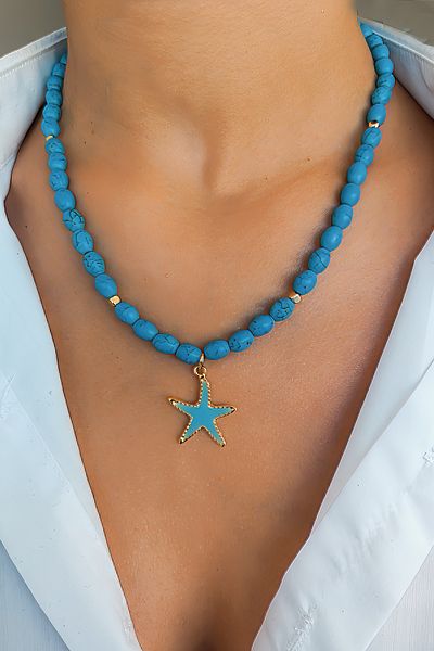MinimalistTasarım Natural Stone Necklace - Turquoise Stone Necklace - Natural Stone Necklace - Starry Necklace - Turquoise Stone Necklace