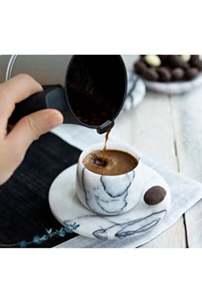 MIARIK DESIGN & DEKORASYON Leylak Mermer Espresso Kahve Ve Türk Kahvesi Fincanı