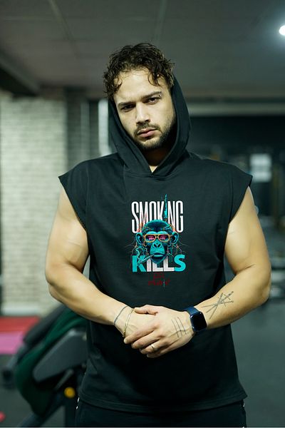 Oxlade Design Oversize Athlete Hooded Sports Gym Athlete Tank Top Sleeveless 100% Cotton®