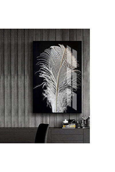 Harika bir ev HARİKABİREV|SEVİLEN KUŞ TÜYÜ SİYAH BEYAZ 1 |ÇERÇEVELİ TEMPERLİ ...