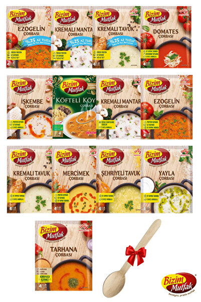 Bizim Mutfak Çorba Paketi 13 Adet. Tahta Kaşık Hediyeli