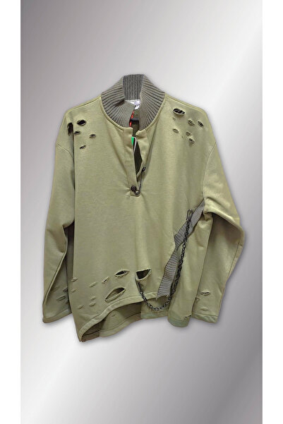 STLB Zincir Detaylı Yırtık Sweatshirt