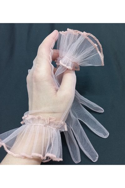 es moda shop Bella evening dress bridal gloves short powder pink