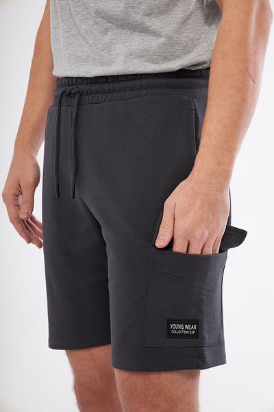 LİVE SPORT Men's 3 Thread Diagonal Cargo Pocket Casual Shorts Anthracite
