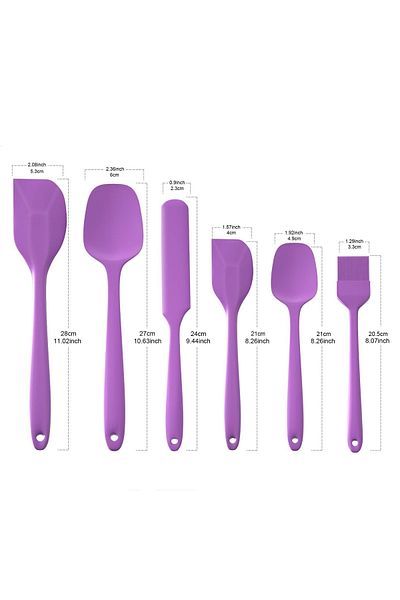 Ekostem High Quality Black Silicone Spatula Set - Heat Resistant, Fireproof and Non-Stick 6 Pieces
