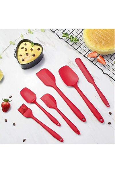 Ekostem High Quality Black Silicone Spatula Set - Heat Resistant, Fireproof and Non-Stick 6 Pieces