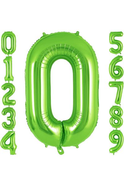 Patladı Gitti 0 Number Light Green Foil Balloon 32-34" Inc 82 Cm