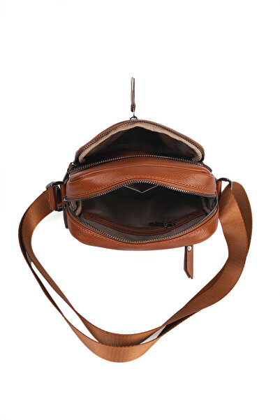 GENTE Ανδρική τσάντα ώμου από γνήσιο δέρμα χιαστί πολλαπλών τμημάτων GN072050DRL