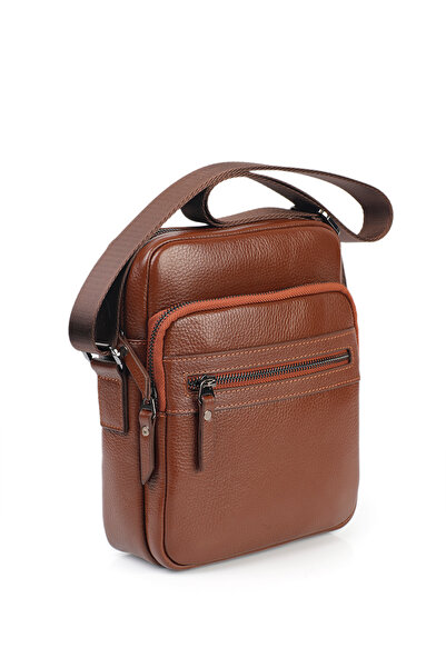 GENTE Ανδρική τσάντα ώμου από γνήσιο δέρμα χιαστί πολλαπλών τμημάτων GN072050DRL