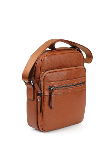 GENTE Ανδρική τσάντα ώμου από γνήσιο δέρμα χιαστί πολλαπλών τμημάτων GN072050DRL