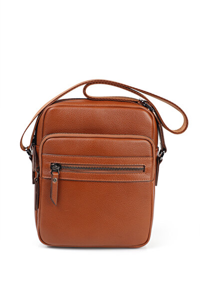 GENTE Ανδρική τσάντα ώμου από γνήσιο δέρμα χιαστί πολλαπλών τμημάτων GN072050DRL