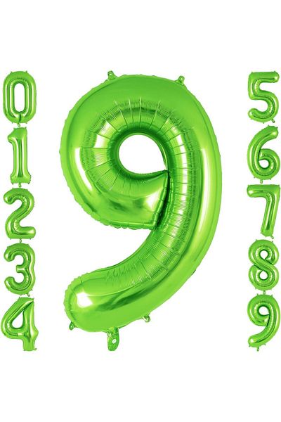 Patladı Gitti 9 Figures Light Green Foil Balloon 32-34" Inc 82 cm
