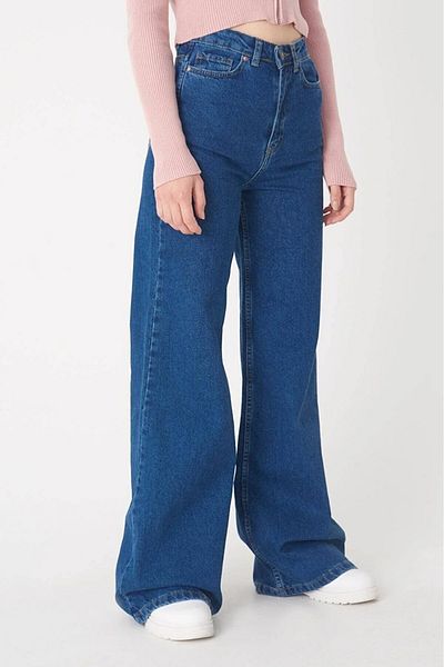 BROSERER Pantaloni largi Palazzo cu talie super extra înaltă din Lycra albastru închis francmason