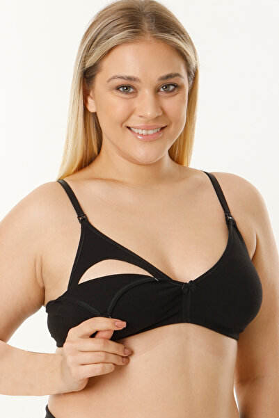 MS HAMİLE İÇ GİYİM حمالة صدر للرضاعة باللون الأسود مقاس كبير HG0057