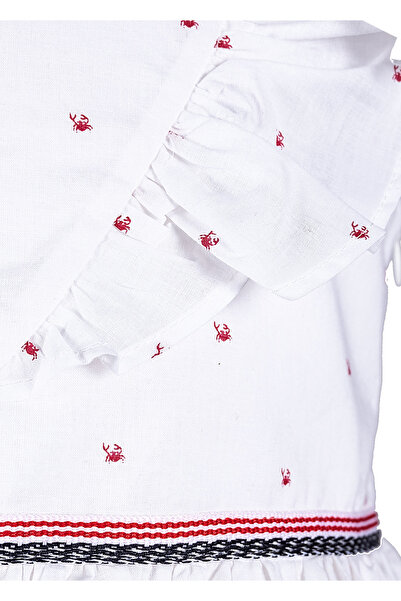 Ozmoz By Mukadder Özden Frilly White Summer Girl's Blouse