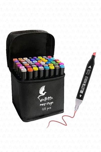 TİFOYS 48-Piece Double Sided Art Marker Felt Tip Pen Set with Bag
