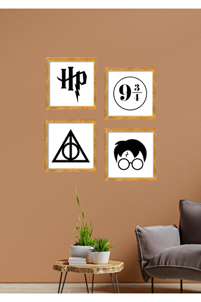 NT Handmade 4 Piece Frame Look Harry Potter Wall Decor Painting Set for Parlor Living Bed Children's Room