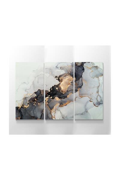 Meteor Galeri Gri Siyah Altın Renklerinde Desenli Kanvas Tablo En 90cm X Boy ...