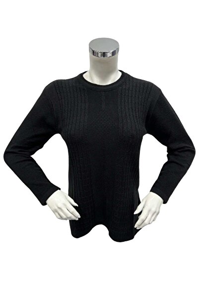 Moda Zeyn Women's Embossed Patterned Buttoned Crew Neck Mother Blouse Sweatshirt