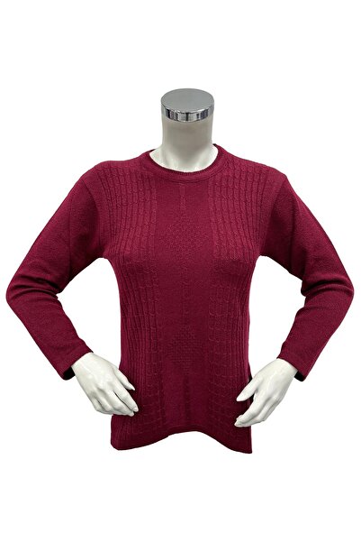 Moda Zeyn Women's Embossed Patterned Buttoned Crew Neck Mother Blouse Sweatshirt