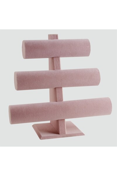 Zeyn Dekor Ροζ βελούδινη τριπλή βάση για βραχιόλια, με κομψό και εξαιρετικό σ...