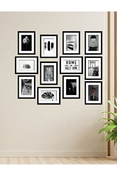 NT Handmade 12 bucăți cadru negru cu aspect Home Sweet Decor de perete Set pictură pentru living dormitor