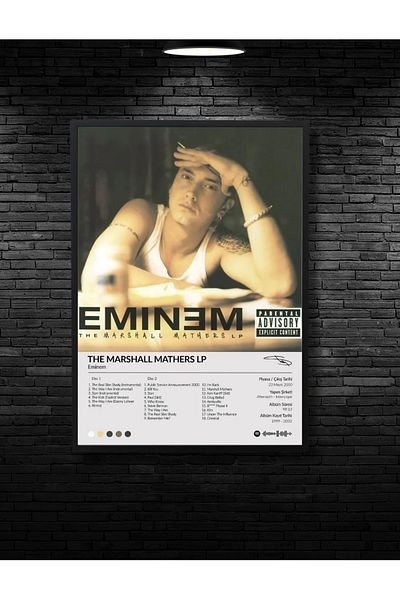 NT Handmade Black Frame Look Eminem the Marshall Mathers Lp Album Cover Wall Decor Mdf 20X30 cm Painting