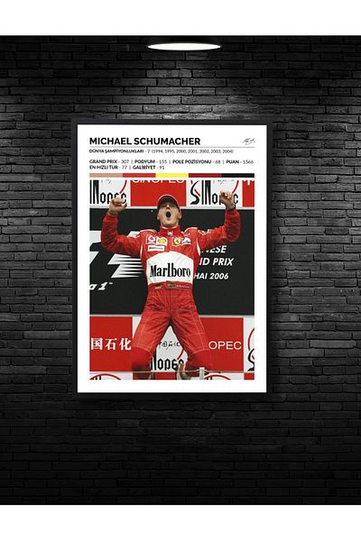 NT Handmade Black Frame Look Michael Schumacher Decor de perete Sufragerie Dormitor Copii Camera 20x30 Pictură