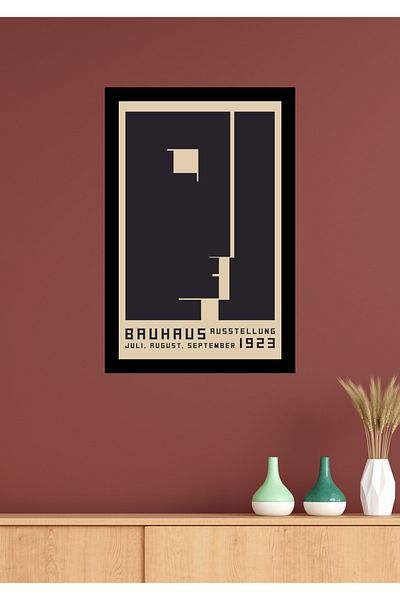 NT Handmade Decor de perete Bauhaus cu aspect de cadru negru - Pictură 20x30 cm pentru living dormitor