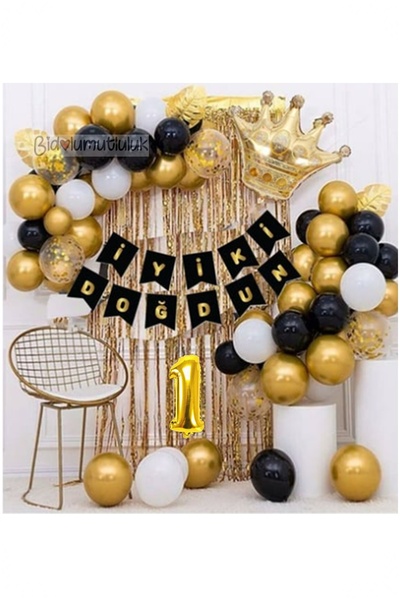 BİDOLUMUTLULUK King Crown Balloon Chain Birthday Set Happy Birthday Birthday