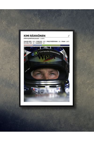 NT Handmade Black Frame Look Kimi Raikkönen Wall Decor Living Room Living Bed Children's Room 20X30 Painting