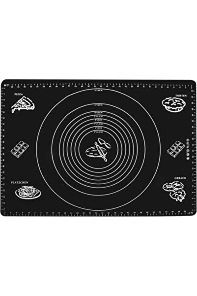 HOLLYHOME Büyük Boy Silikon Hamur Açma Matı, Yanmaz Fırın Pişirme Mat Siyah/gri 40x50cm