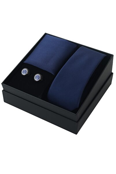 Esgue مجموعة هدايا بأزرار أكمام باللون الأزرق الداكن مصنوعة يدويًا بقوة 6 سم ...