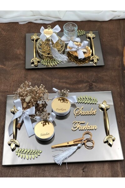 Denseden Set de tavă pentru ceașcă de cafea din sticlă, dreptunghiulară, pent...