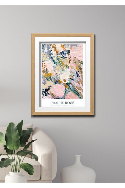 NT Handmade Decor de perete Prairie Rose cu aspect de cadru din lemn - Pictură 20x30 cm pentru living dormitor