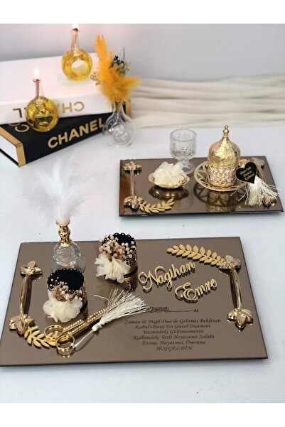 Masalsı Concept Cam dua kazımalı Söz Nişan Ve Damat Kahve Fincan Tepsi Seti yüzüklük makas kahve yanı bardağı