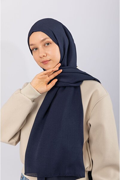hijabchi Φυσικό Σάλι Κρεπ - Navy Blue