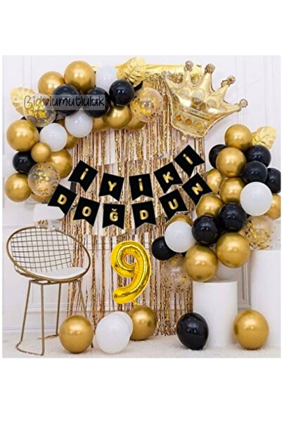 BİDOLUMUTLULUK King Crown Balloon Chain Birthday Set Happy Birthday Birthday