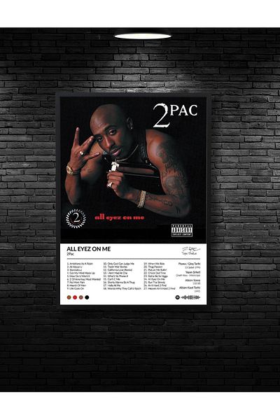 NT Handmade Black Frame Look 2pac All Eyez On Me Copertă album Decor de perete MDF 20x30 cm Pictură