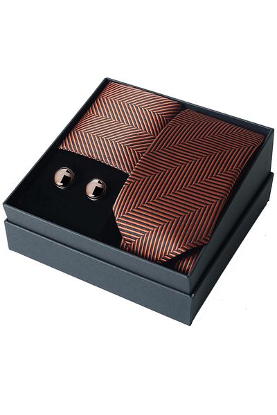 Esgue Butoni lucrați manual Culoare țiglă 7,5 cm Set cadou cutie de batistă