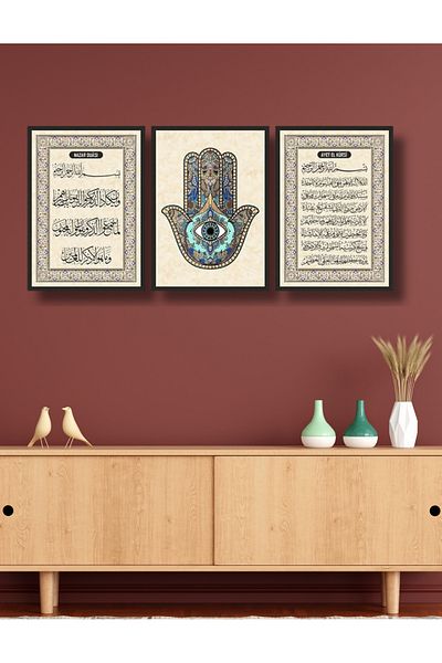 NT Handmade Set de picturi 20x30 pentru cadru negru cu aspect 3 piese Decor de perete de rugăciuni pentru sufragerie dormitor