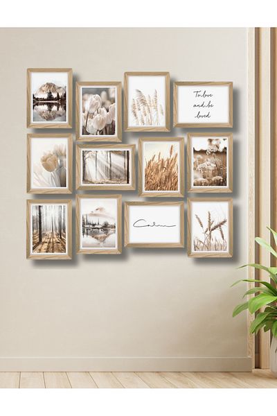 NT Handmade 12 bucăți cadru din lemn aspect To Love Decor de perete pentru living dormitor 15x20 set de pictură