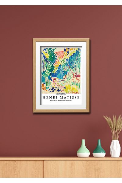NT Handmade Decor de perete Henri Matisse cu aspect de cadru din lemn - Pictură 20x30 cm pentru living dormitor