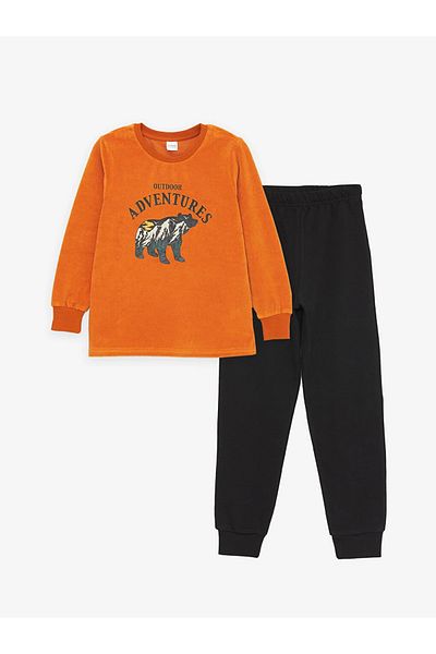 LC Waikiki LCW Kids Boy's Long Sleeve Printed Pajamas Set - Crew Neck